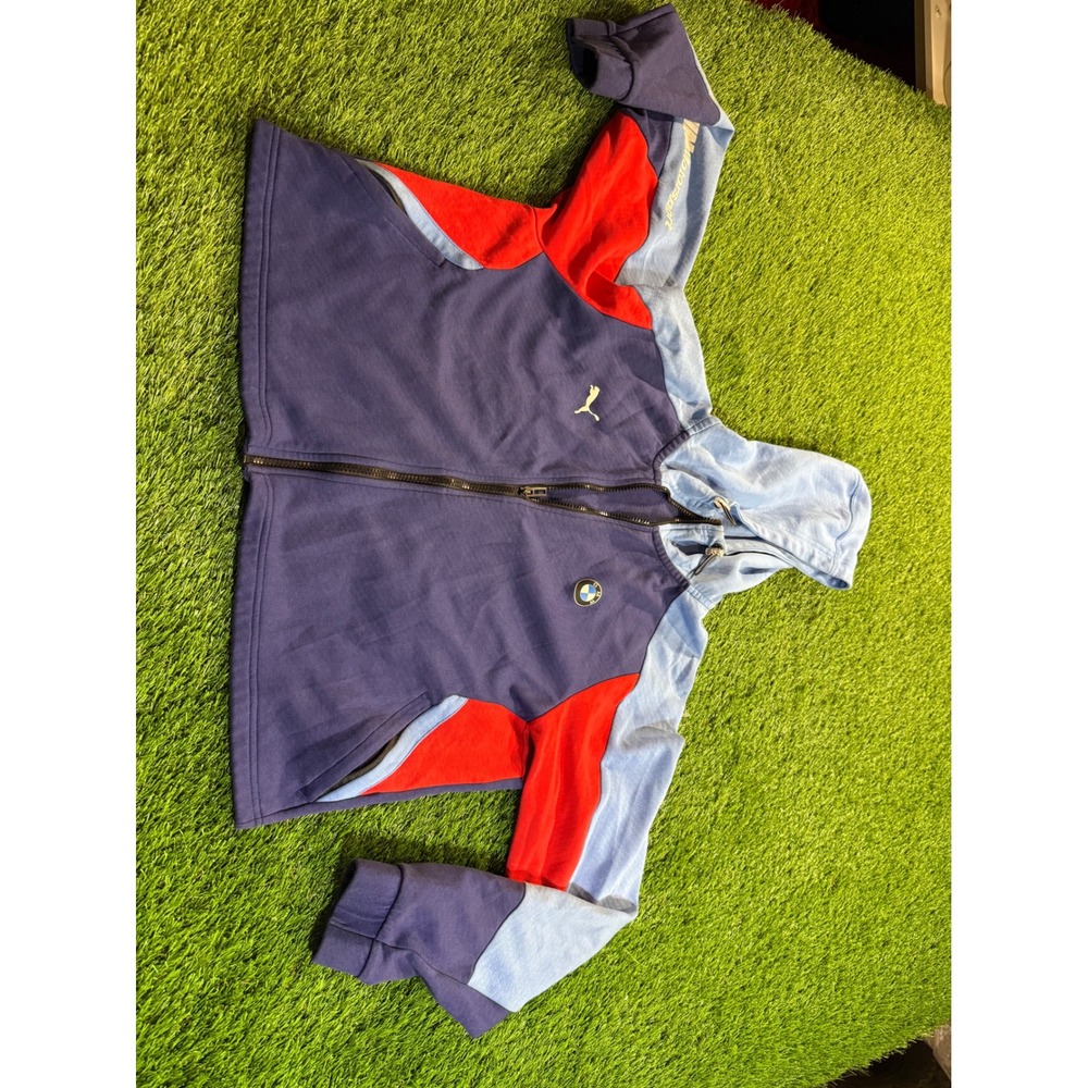 Puma BMW M Motorsport Colorblock Zip Up Hoodie Light Blue Navy Red Mens XL